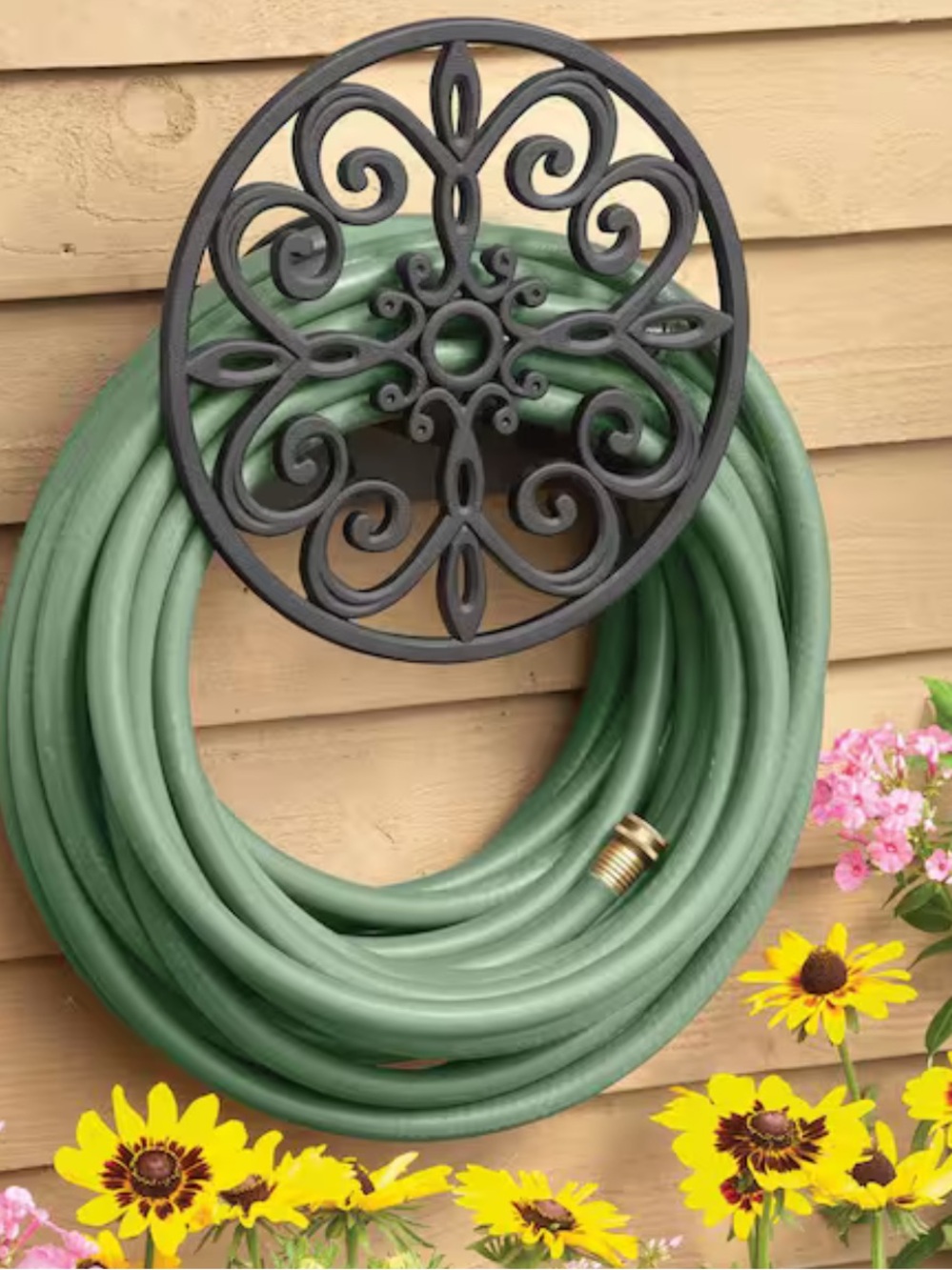 NWT Hampton Bay Decorative Hose Butler Black Cast Aluminum Wall Mount Organizer - Picture 2 of 14